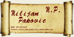 Milijan Papović vizit kartica